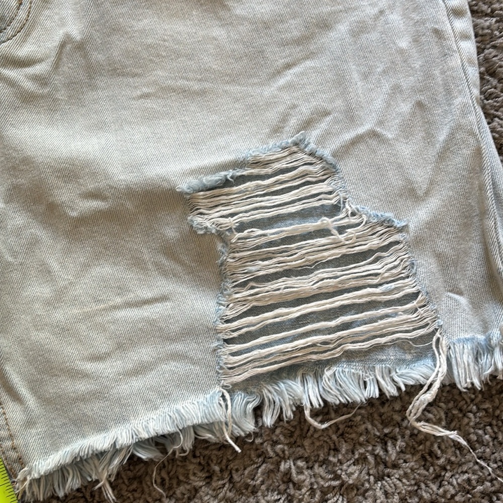 RSQ Distressed Boyfriend Denim Shorts - Light Blue - Picture 8 of 14